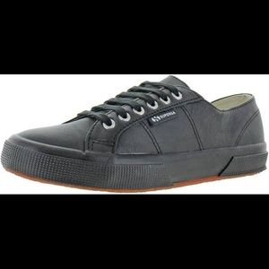 Superga Black Leather Sneakers. Size 38